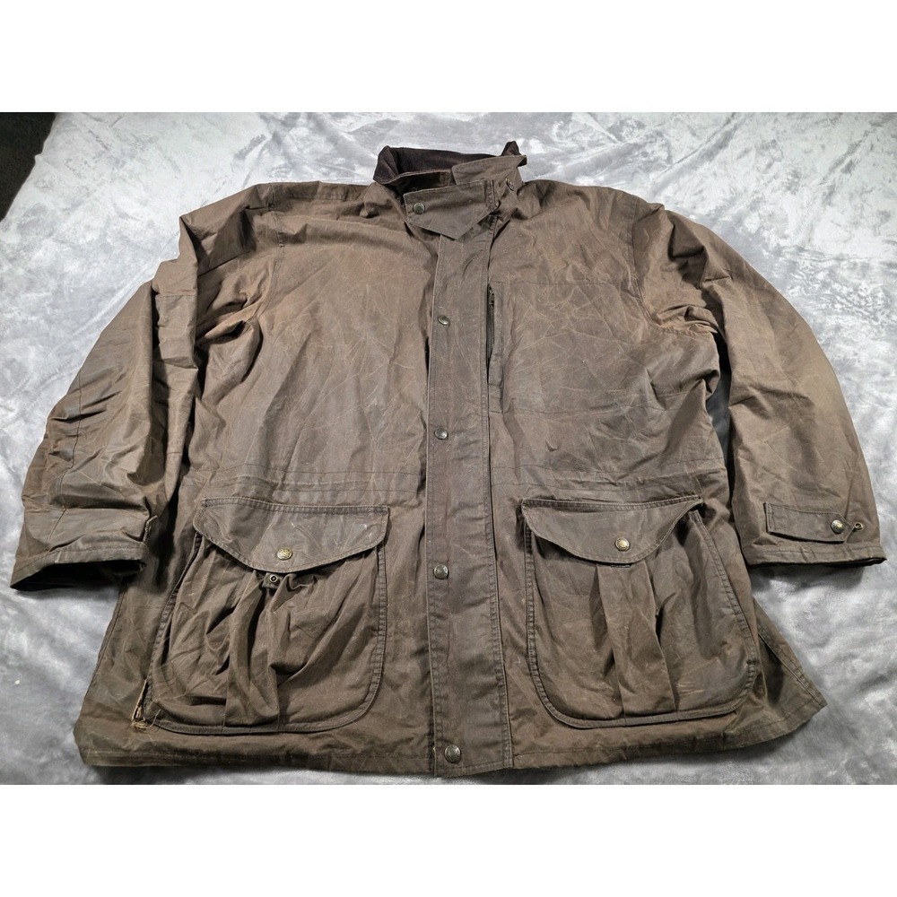 C.C. Filson Tin Cloth Field Waxed Cotton Jacket Mens 2XL NO‎ LINER w/FLAWS
